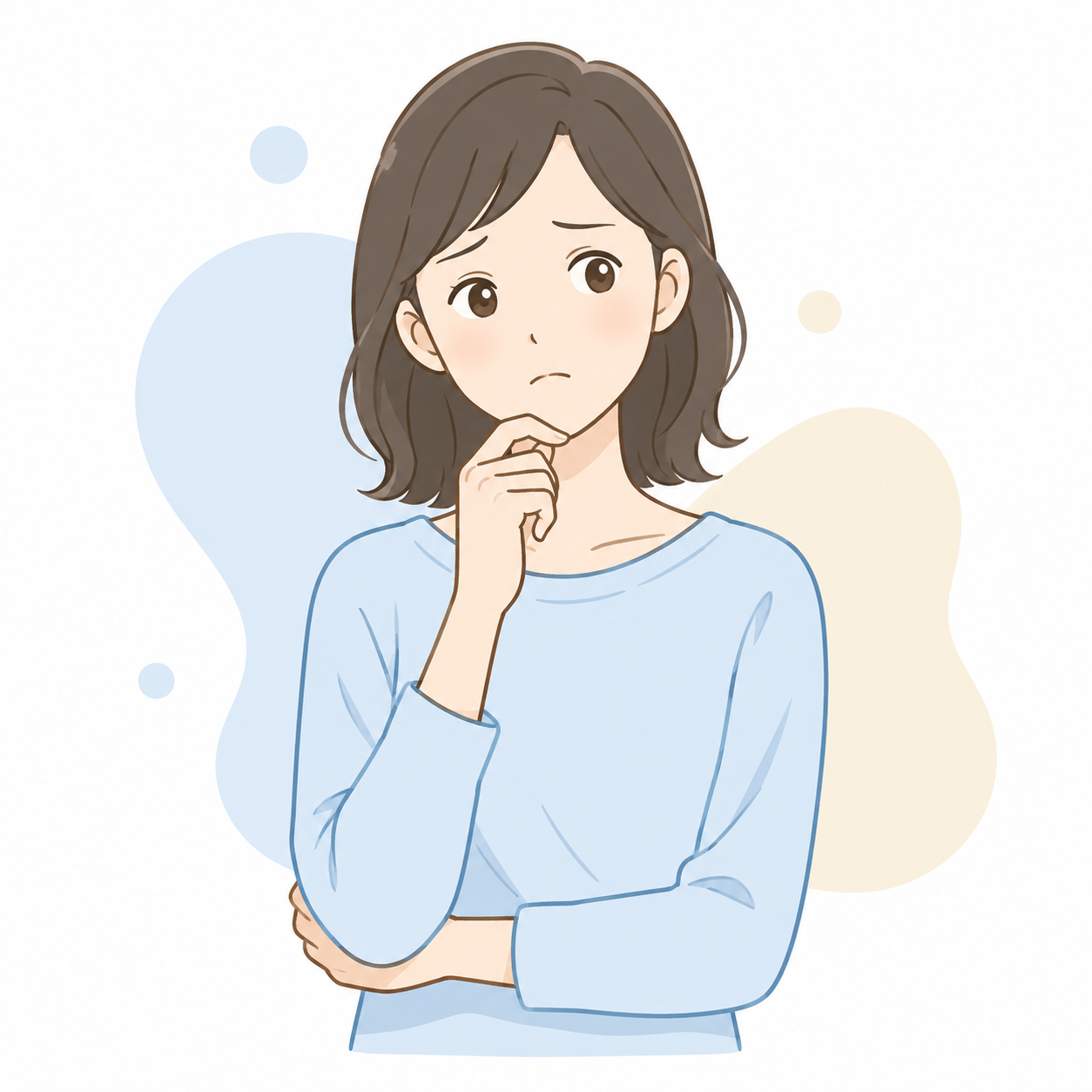 お子さまの近視について悩む保護者のイラスト