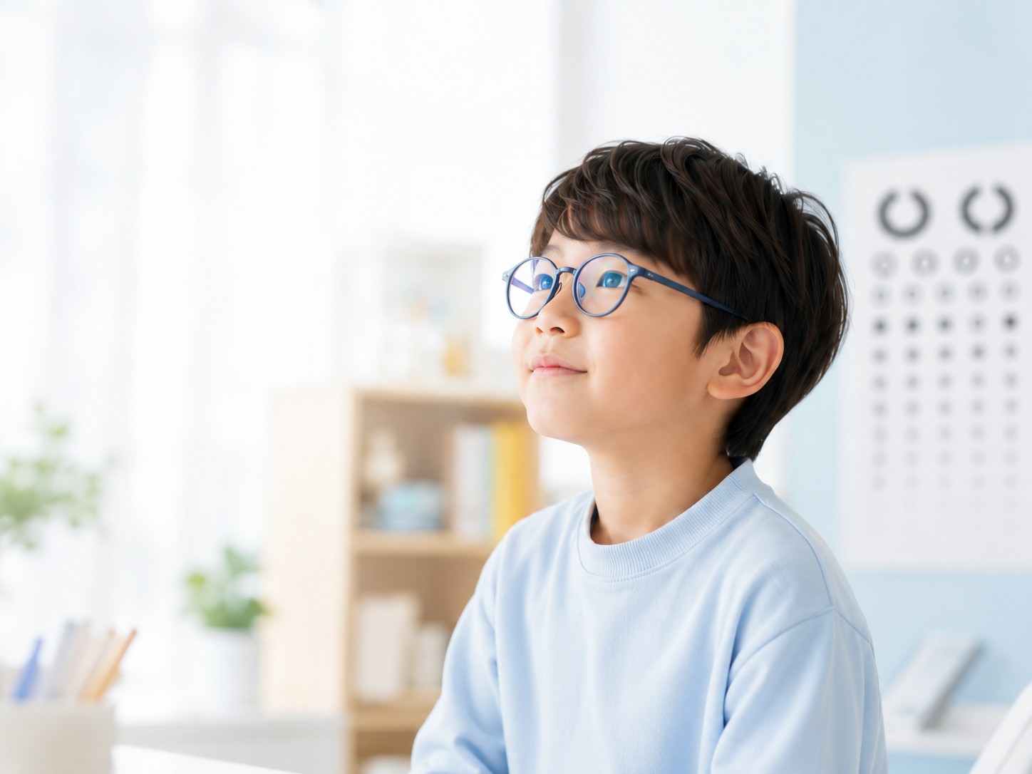青いメガネをかけたお子さまのイメージ